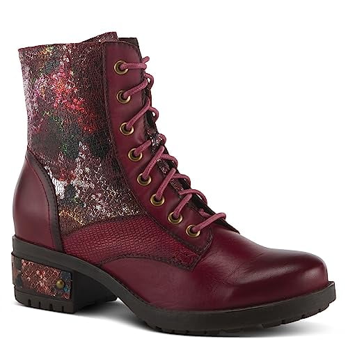 L'Artiste by Spring Step Marty Met Hand Painted Metallic Floral Ankle Boots for Women | Shoes for Women with Arch Support and Flexible Sole