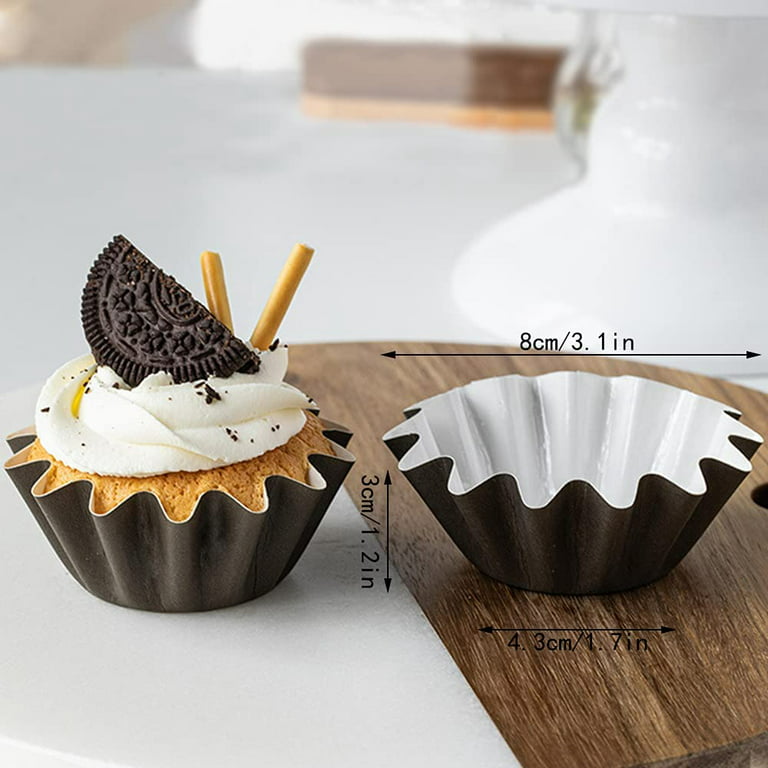 50 Pieces Cupcake Liners Flared Baking Cups: Small-Flared Paper Baking Cups Perfect for Muffins, Cupcakes or Mini Snacks - Disposable and Recyclable