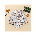 thumbnail image 3 of Seyurigaoka Newborn Baby Girls Halloween Hooded Jumpsuits Flower Heart Ghost Bat Printed Romper Long Sleeves Jumpsuits Fall Winter Outfit for Toddler Infant, 3 of 9