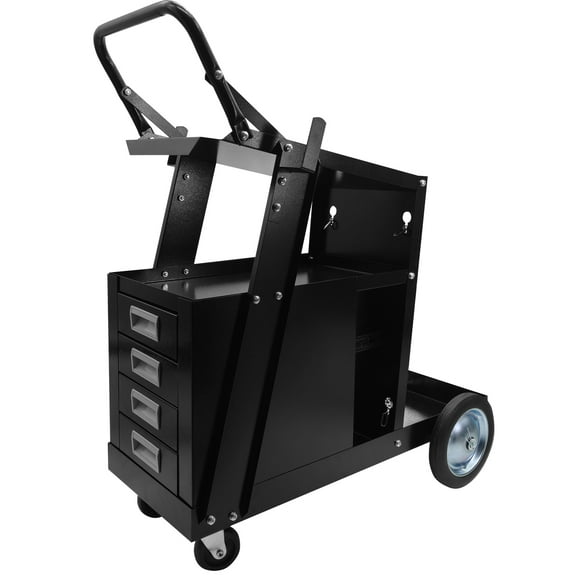 PRIJESSE Rolling Welding Cart with 4 Drawers,360° Swivel Upgraded Wheels and Tank Storage for TIG MIG Welder and Plasma Cutter