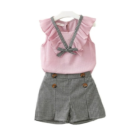 

Izhansean 2PCS Kids Baby Girls Outfits Summer Sleeveless T-shirt Tops+Shorts Clothes Set Pink 8-9 Years