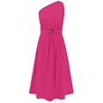 thumbnail image 5 of Siilsaa Dresses Formal Women Formal Satin Spaghetti Strap Cowl Neck Bodycon Slit Prom Cocktail Maxi Dress Evening Party Hot Pink,M, 5 of 8