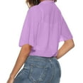 thumbnail image 5 of Women's 2026 Summer Lightweight Short Bolero Cardigan Shrug Sheer Tie Front Top short Sleeve Jacket for Dress Purple XL, 5 of 7