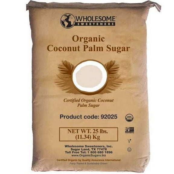 Wholesome Sweetener Sugar Coconut Palm Organic, 25 Pounds