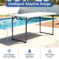 thumbnail image 3 of HaiCube 4FT Folding Table, Adjustable Height 23–29in, Heavy Duty Portable Table, Waterproof HDPE, Fold-in-Half for Picnic & Indoor, White (7.20 Updated Handle), 3 of 9