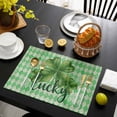 thumbnail image 3 of St Patrick's Day Placemats Set of 6, Vintage Lucky Green Shamrocks Rustic Plaid Placemats for Dining Table, Place Mats for Kitchen Tabletop, Waterproof Wipeable Dining Table Mats Set, 3 of 9