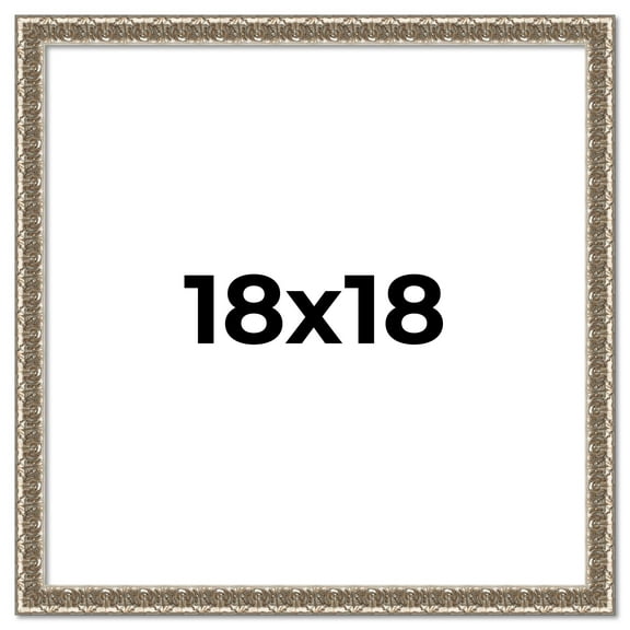 18x18 Frame Silver Versailles Ornate Solid Wood Picture Frame | 1 Inch Moulding Width | Interior