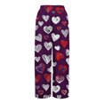thumbnail image 7 of Women's Fashion Pocket Valentine's Day Print Stretch Adjustable Drawstring Wide Leg Pants, Elastic Waist Holiday Pants, Casual Lounge Wear for Women,Purple,S, 7 of 7
