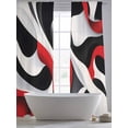 thumbnail image 5 of Abstract Gradient Stitching Sheer Curtains 108 Inches Long 2 Panels Black Red White Water Ripple Light Filtering Semi Sheer Window Curtains Drapes for Bedroom Living Room 52"x108", 5 of 7