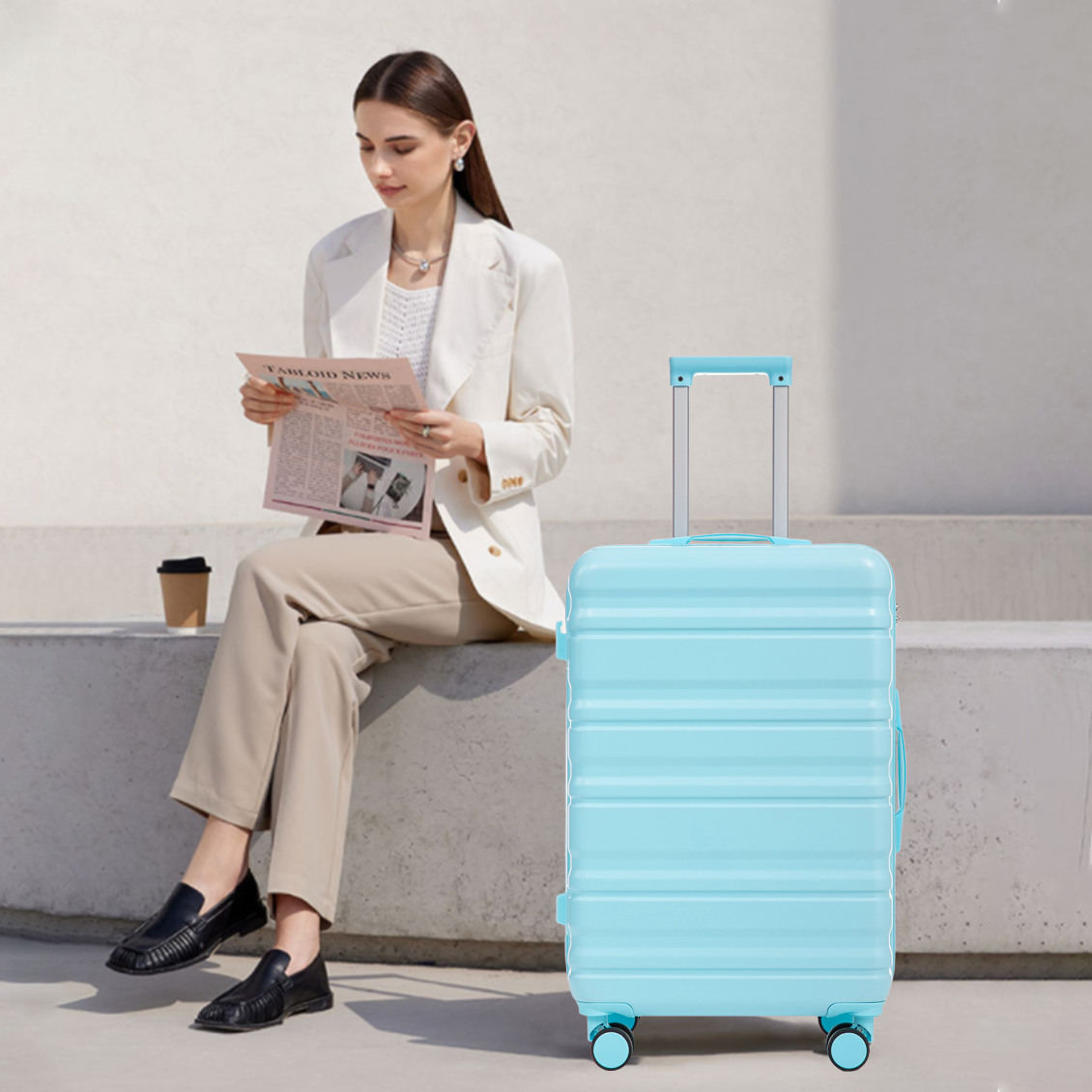3 Pieces Premium Luggage Set with Expandable Design, 20" 24" 28" Hardside Spinner Suitcases with TSA Lock, Lightweight ABS+PC Checked & Carry On Luggage for International Travel,Blue