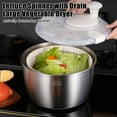 thumbnail image 1 of Stainless Steel Salad Spinner with Drain Basket Anti-Slip Base Stop Button Large 5.3 Quart Vegetables Dryer, 1 of 7