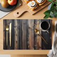 thumbnail image 2 of Black Brown Plank Placemats Set of 12 Vintage Chic Wooden Grain Place Mats Indoor Wipeable Table Mats Washable Cloth Dining Table Placemats for Kitchen Holiday Party Home Decor 13x19 Inch, 2 of 9