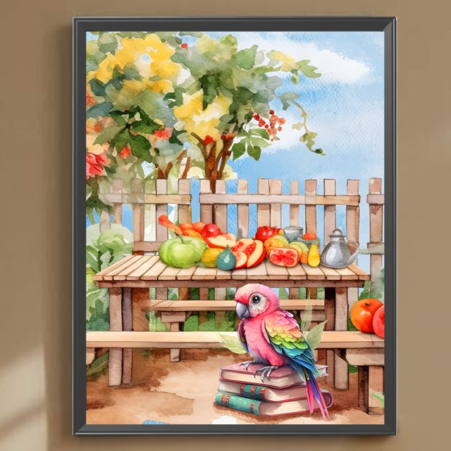 Cuadros Decorativos 5D DIY taladro redondo completo diamante pintura loro Kit decoración del hogar artesanía (K488) Wdftyju embutido en tela