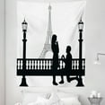 thumbnail image 1 of Black White Tapestry, Paris Lovers City Wedding Proposal for Future Image Happiness, Fabric Wall Hanging Decor for Bedroom Living Room Dorm, 5 Sizes, Black and White, by Ambesonne, 1 of 1