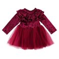 thumbnail image 6 of Styles I Love Little Girls Long Sleeve Ruffle Trim Velvet Tutu Dress Holiday Christmas Party Dresses, 6 of 6