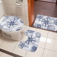 thumbnail image 5 of Vintage Nautical Bathroom Rugs Set Summer Navy Blue Compass Shell Starfish Map Non Slip Absorbent Soft Bath Mats 3 Piece Set with Bathroom Rug, U-Shaped Floor Mat, Toilet Seat Cover Large Size, 5 of 9