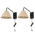 thumbnail image 5 of SAFAVIEH Tressa Tungsten Black Metal Wall Sconce with Light Brown Rattan Shade, Set of 2, 5 of 8