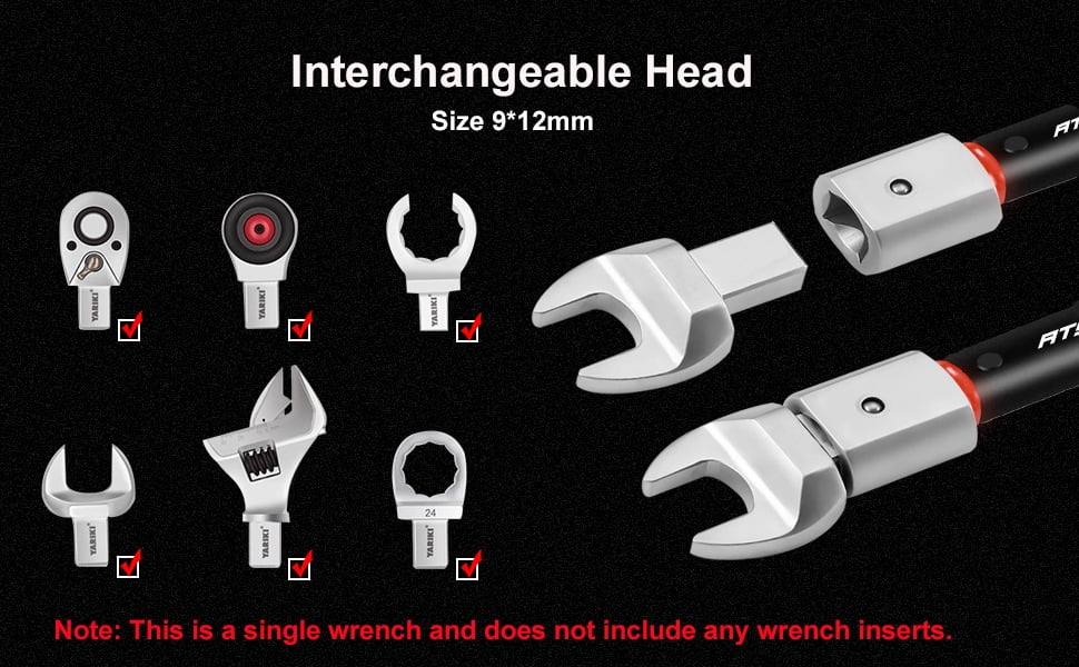 ATsafepro Adjustable Torque Wrench 5-60 Nm, 9×12mm Open End Torque Wrench, Interchangeable Torque Wrench for HVAC Mini Split,Refrigeration System,Bike Motorcycle and Car Maintenance