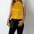 thumbnail image 5 of TTUHYWXI Women's Halter Tank Tops Satin Silk Backless Sleeveless Summer Camisole Going Out Top (Yellow, L), 5 of 9
