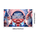 thumbnail image 3 of Patriotic Theme Happy Birthday Banner Gnome Design Colorful Stars Festive Balloons Celebration Decoration for National Day USA Party Independence Celebration, 3 of 8