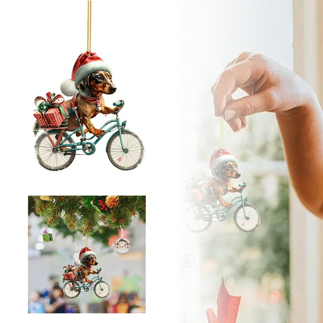 2D Acrylic Christmas Tree Car Hanging Ornament Cute Backpack Accessory Decorative Pendant For Rearview