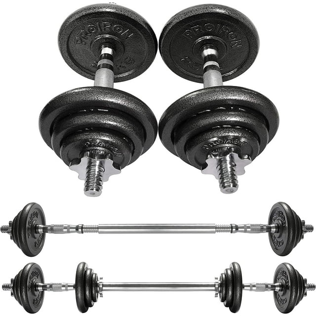 Set de mancuernas PROIRON de 44 lb, barra ajustable de hierro fundido
