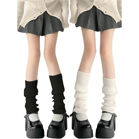 YooGuoGuo Women's 2 Pairs Ribbed Knit Leg Warmers Y2k 80s Boot Long Socks Warm Leg Cover Socks