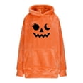 thumbnail image 3 of Xdegoge Wearable Blanket Hoodie, Men Women Funny Pumpkin Face Graphic Hoodies Soft Flannel Long Sleeve Sweatshirts with Pocket Oversized Loose Fit Casual Homewear Christmas Halloween Cozy Lounge Wear, 3 of 10