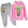 thumbnail image 3 of Sudadera con capucha con estampado de Groot de bebé kawaii Sudadera con capucha de moda para niños + Pantalones Traje casual para correr Sudadera con capucha Soy Groot Dibujos animados divertidos G, 3 of 5