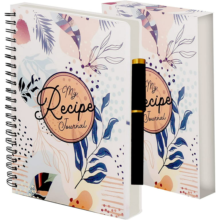 Performore My Recipe Journal 8.5” x 11” Spiral Bound Recipe Notebook,  Includes Pen and Slipcase with 100 Blank Pages 