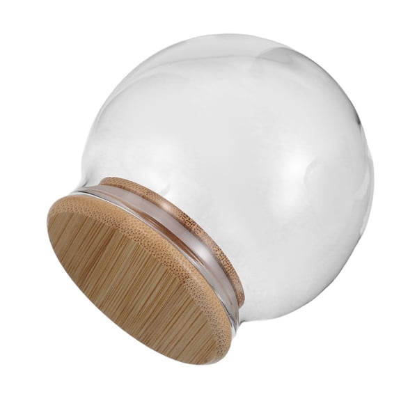 BESTYASH Transparent Glass Cloche Dome with Wooden Base for DIY Snow Globe Craft and Decorative Display