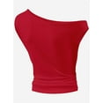 thumbnail image 4 of Women One Shoulder Ruched Crop Tank Tops Casual Off The Shoulder Twist Strap Summer Tanks Tops Going Out Crop Shirts, 4 of 5