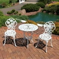 thumbnail image 3 of Sunnydaze Flower Design Cast Aluminum Bistro Set with Cast Iron Legs, White, 3pc, 3 of 8