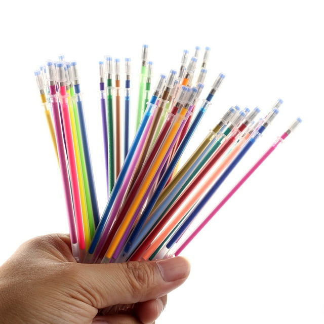 Flmtop 12/24/36/48 Colors Gel Pen Refills Glitter Coloring Drawing Painting Craft Marker