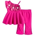 thumbnail image 2 of Amidoa Girls Summer 2 Piece Outfits Cute Sleeveless Tops Tops and Casual Pants Kids Clothing Set Hot Pink Size Hot Pink Size 18, 2 of 9