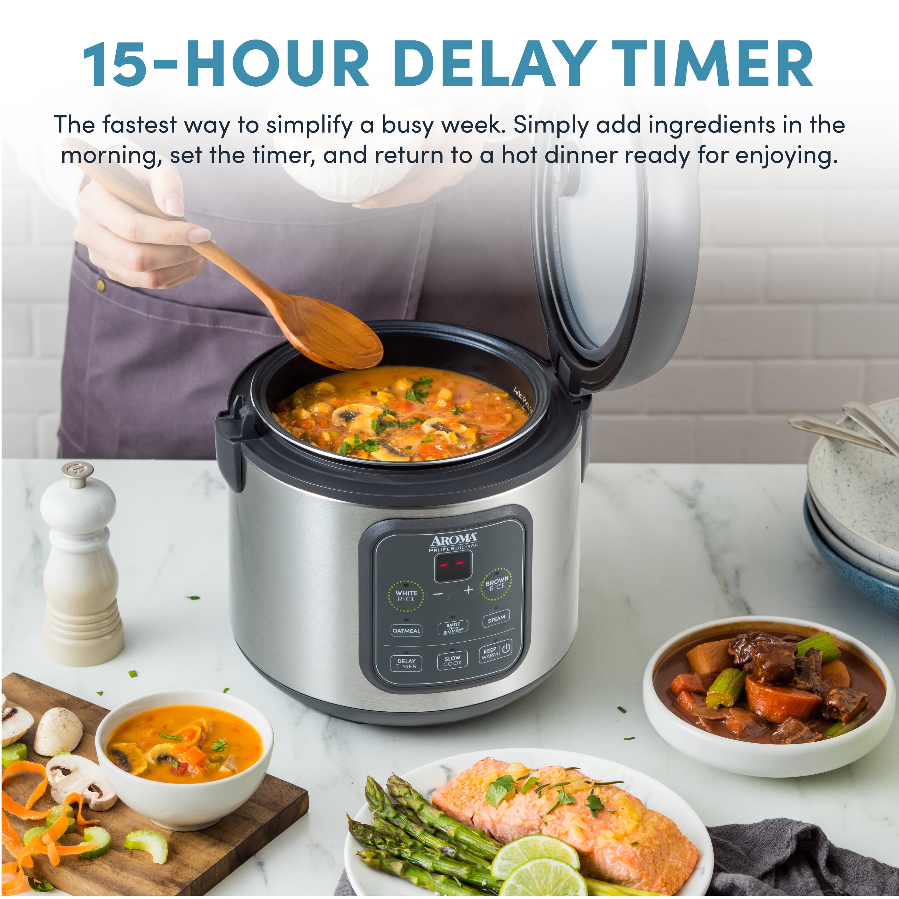 AROMA Professional 8-Cup (Cooked) / 2Qt. Digital Rice & Grain Multicooker, Gray, New, ARC-994SG