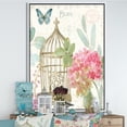 thumbnail image 3 of Cage à Oiseaux Florale Vintage - Toile Encadrée Traditionnelle, 3 of 3