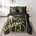 thumbnail image 2 of Sport Bed in a Bag 7-Piece Basketball Bedding Set, Black Yellow Twin Size Comforter Set Gold Gradient Neon Bedding Comforter Sets, Sports Themed Bed Set Breathable (Black Reversible), 2 of 4