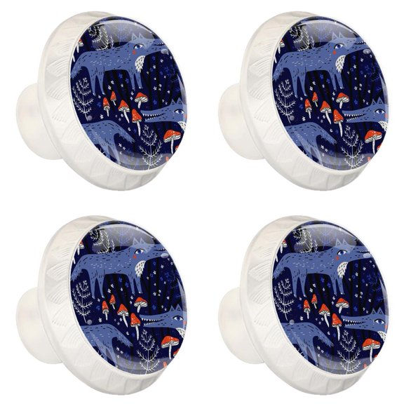 4 Pcs Wolf Knobs for Kitchen Cabinet Cupboard Dresser Bookcase Drawer Pulls Handles Round Home Decor