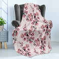 thumbnail image 4 of Floral Soft Flannel Fleece Blanket, Nature Inspired Blush Hazy Flowers on Tree Branches Romantic Season Art Design, Cozy Plush for Indoor and Outdoor Use, 70" x 90", Rose Ruby Black, by Ambesonne, 4 of 5