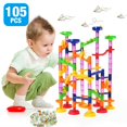 thumbnail image 1 of (Free One Week Delivery)X  105-Piece Kids Transparent Plastic Marble Run Coaster Track for STEM  Learning  Education, 1 of 8