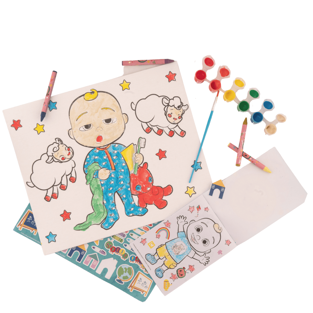 CoComelon Kids Art Set Stickers Markers and Paint Canvas 1000+ Piece Set