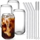 thumbnail image 1 of Drinking Glasses With Glass Straw 4pcs Set - 16oz Can Shaped Glass Cups, Beer Glasses, Iced Coffee Glasses, Cute Tumbler Cup, Ideal For Whiskey, Soda, 1 of 5