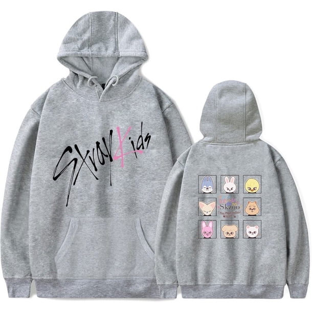 Stray Kids Cool Sudadera con capucha de manga larga y poliéster (Hombre Mujer),Gray,S