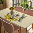 thumbnail image 3 of Bees Table Cloths for 3 Foot Rectangle Tables, Sunflowers Summer Watercolor Floral Leaf Palnt Honey Patio Waterproof Elastic Fitted Tablecloths, Washable Rectangular Table Cover for Camping, 3 of 8