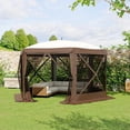thumbnail image 1 of YUSAZENS 11FT Hexagonal Pop Up Canopy Tent, 210D Polyester Fabric, 6 Sidewalls, Mesh Screen, 230cm Height Beige+Khaki, 1 of 8