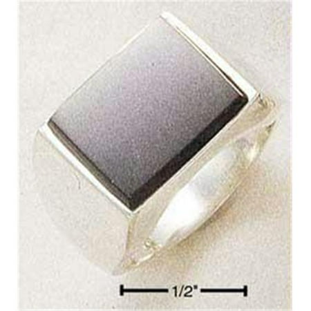 Sterling Silver Mens Rectangular Onyx Ring - Size 13