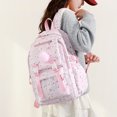 thumbnail image 3 of Aesthetic Backpack with Pendant, Star Print Laptop Backpack, Multi-layer Bookbag for Shopping Work (Pink), 3 of 7