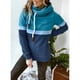 thumbnail image 3 of BRILLAR Sudaderas con capucha para mujer, sudadera con capucha de cuello alto con bloques de Color puro, sudadera informal para mujer para otoño invierno, azul lago y azul marino XL, 3 of 7