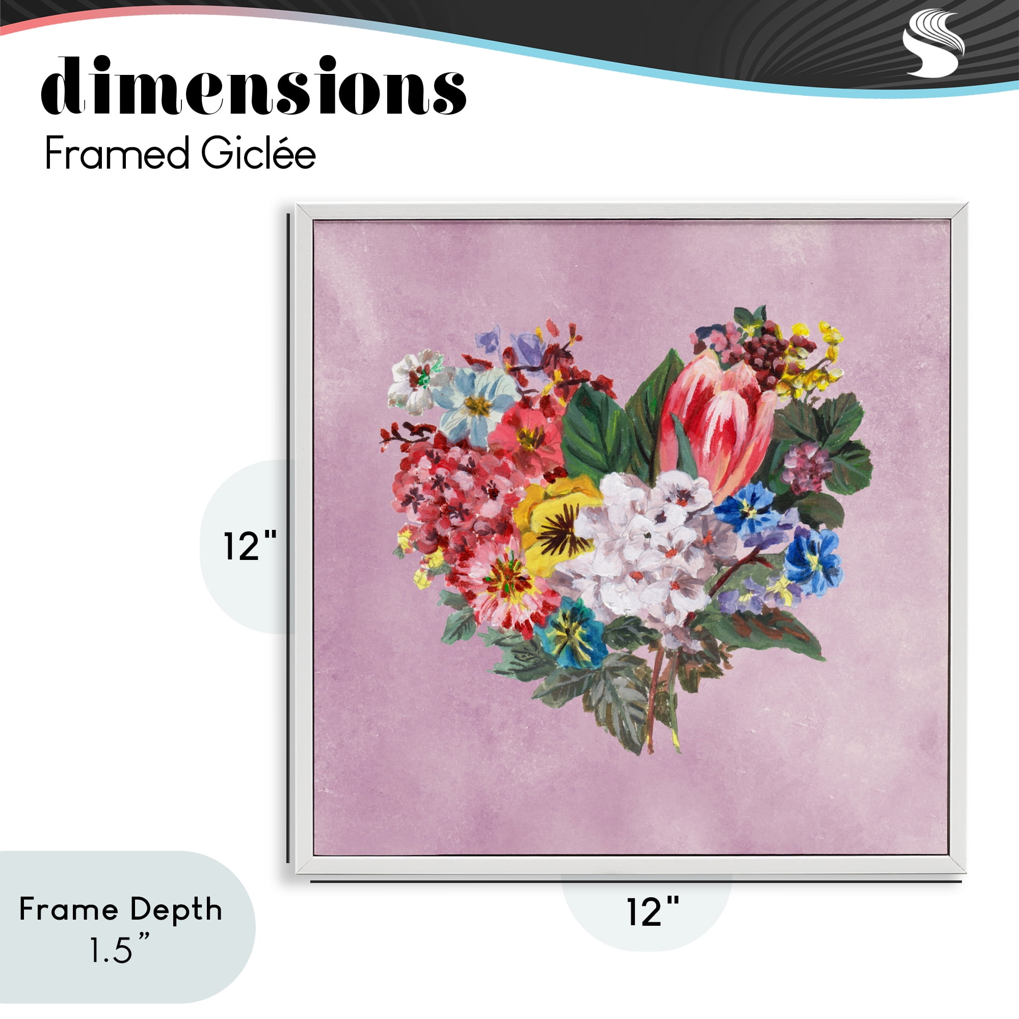 Stupell Industries Heart Shaped Garden Blooms White Framed Giclee Art, design by Melissa Wang